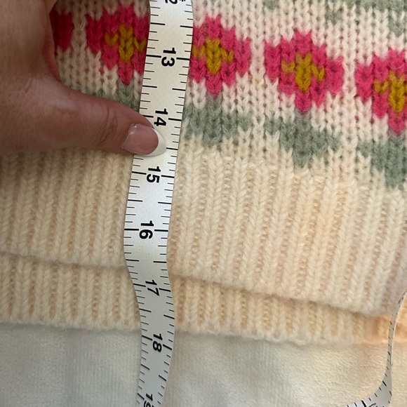 Boden Fair Isle Floral Sweater Vest Cream Pink Cottagecore Knit 51783 - Picture 11 of 15